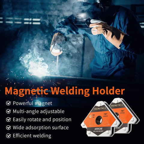 Welder using Heavy Duty Welding Magnets 50 Lb Each with 45, 90, 135 degree angles for efficient metalwork