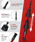 EZARC 15-pc countersink drill bit set with 2 wood plug cutters, 1/4 in hex shank, storage box