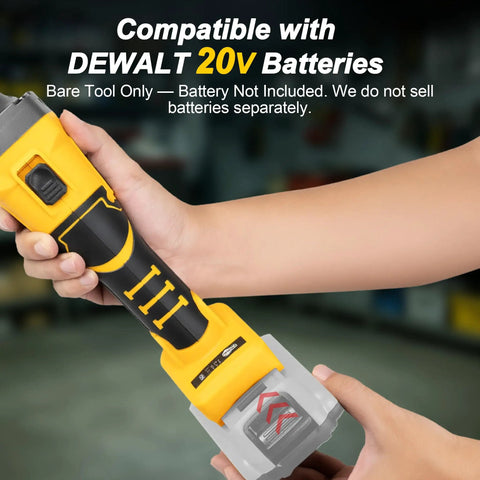 Built Like a Tank Brushless Cordless Die Grinder with 26000 RPM Four Speed Controls and Quarter Inch Collet held by hand with DEWALT 20v battery compatibility.