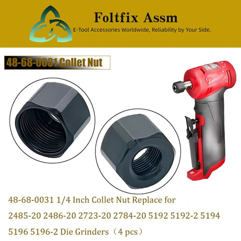One Quarter Inch Collet Nut Replacement For Die Grinders And Sanders, Beefed-Up And Built To Last Direct Fit With 2485-20 2486-20