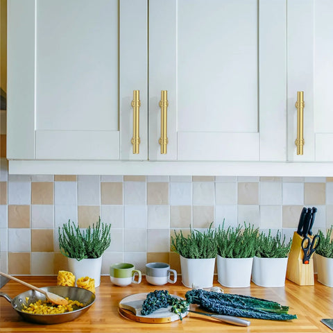 Kitchen cabinets with 10 Pack 3 Inch 76mm Brushed Gold Cabinet Handles Set For Kitchen Cabinets Cupboards And Drawers Durable Metal Hardware