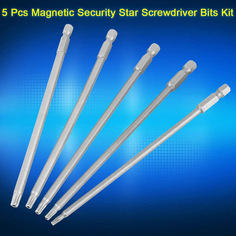 Huge Deal on These 5 Piece Screwdriver Bits With Long 150mm Shafts Perfect For Reaching Tight Spots In Your Car Or Home Project And The Magnetic Tips Make Them Super Handy For Any Job You Got Gonna Love These. 5 pc S2 alloy steel security star bits, 150mm long