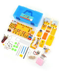 Hands-On Electrical And Magnetic Physics Experiment Kit With 68 Experiments, Ammeter Modules, Storage Box laid out on white surface