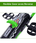 Close-up of gear lever on Kids Off Road Pedal Go Kart With Adjustable Seat Dual Safety Brakes EVA Rubber Tires Green 40 Inch Toy
