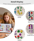 Girl displaying Beginner's Embroidery Stitch Book Kit With 138 Patterns, Portable Loose Leaf Practice Pages, embroidery designs visible.