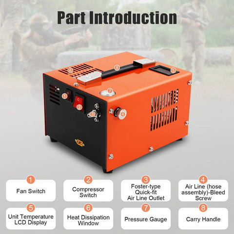 Fujaops 4500 Psi Pcpcp Air Compressor With Brushless Motor High Pressure Pump For Air Rifles Scuba Bottles Paintball Tanks Dual Power Supply Fast Inflation And Reliable Performance Great Gear