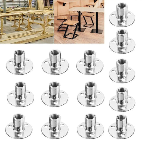 100 Pack Carbon Steel Galvanized Tee Nuts T Nuts Fasteners For Furniture Frames M8 Thin Low Profile Iron Plate Nuts With Pre Drilled Holes Easy Mount For Wood Particleboard And Metal Tough As Nails arrangement
