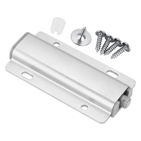 Push To Open Cabinet Latch With Aluminum Lock Catch Buffer 3.43 Inch Soft Close Damper Silver Magnetic Head with screws