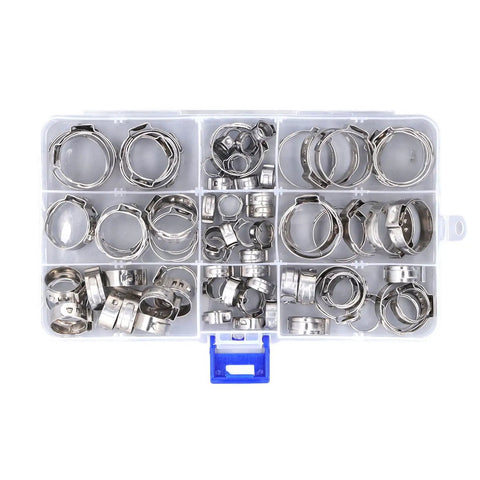 80 Piece Stainless Steel Hose Clamp Assortment Kit With Pliers And Case For Auto Work, Rust Proof Clamping Tools For Plumbing Or Repair Jobs No Leaks Guaranteed To Get The Job Done Right. 9-size clamp set in storage case