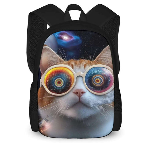 Roomy College Laptop Backpack With Dope Galaxy Space Cat Design Fits 15 Inch Notebook Durable Oxford Fabric For School Work Travel Gym Commuting