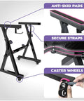 Heavy Duty Piano Keyboard Stand With Wheels And Adjustable Bench For 54 To 88 Key Digital Pianos featuring caster wheels and anti-skid pads