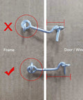 Image showing proper installation of Hook and Eye Closure Swivel Gate for Wooden Door Window with Snap Lock. Side-by-side comparison.