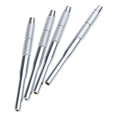 Pro Grade Stainless Steel Hollow End Roll Pin Starter Kit Set, 4 piece multi size tools for easy pin insertion close-up view