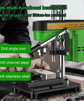 XVIIUIFOI Mini Drill Press With Dual Power Modes Adjustable Depth Control For Wood Metal Steel PVC Projects Ideal Benchtop Drilling Machine in use with wood.