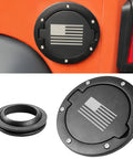 Gas Cap Cover For Jeep Wrangler JK 2007 2017 Unlimited Sport Rubicon Sahara Easy To Install Rust Resistant Fuel Filler Door Cover With US Flag Durable ABS Construction And Secure Fit