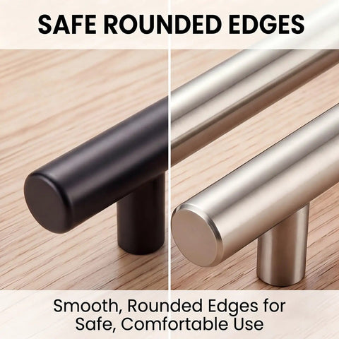 10 Piece Matte Black Stainless Steel Cabinet Handles for Kitchen Cabinets and Drawer Pulls, 5 Inch, Rounded Edges