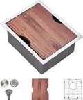 Undermount 18 Inch Stainless Steel Bar Sink With Workstation Ledge, Single Bowl For Tiny Kitchens, Wet Bar Or RV Life