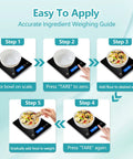 Image showing steps using Digital Kitchen Scale For Precise Measurements In Grams And Ounces, Rechargeable 33 Pound 15 Kilogram Capacity.