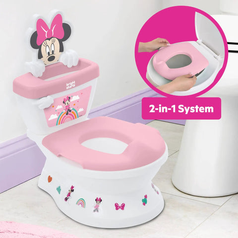 Super Sweet Disney Minnie Mouse Toddler Potty Training Toilet With Real Flush And Cheer Sounds Lickety Split Floor To Chair Transition Removable Splash Guard Tough Grab Handles Smooth Learning For Kiddos 18 Months Plus