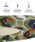 U Shaped Neck Pillow For Travel And Office Use, lightweight polyester with roosters pattern, zipper opening displayed
