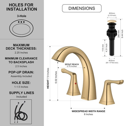 Top Notch Champagne Bronze Widespread Bathroom Faucet Three Hole Sink Tap With Dual Flow Spray Valve And Lead Free Design For Hassle Free Setup And A Smooth Finish That Really Delivers