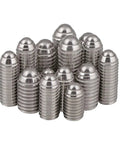 Premium Stainless Steel Spring Ball Plunger Screws Featuring Metric Threads For Rock Solid Positioning And Zero Hassle Machine Setup Including Full M3 M4 M5 M6 M8 Sizes For Straight Up Durability And Bulletproof Load Support, showing a group of screws.