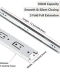 Heavy Duty 12 Inch Side Mount Drawer Slides Pair With 100 Lb Capacity Cold Rolled Steel Zinc Plated Built Tough For Long Lasting Strength And Smooth Quiet Sliding Rails For Cabinets And Tool Chests, 12 inch rails