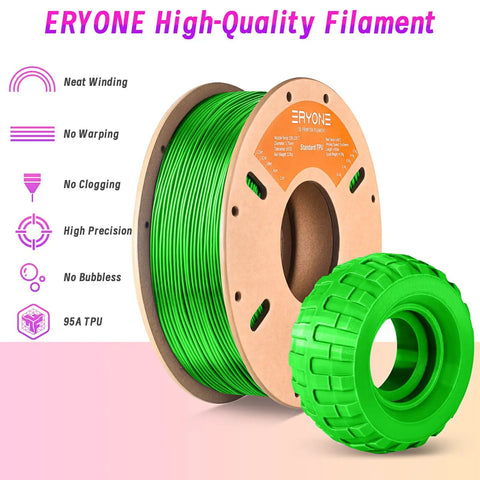 Premium Flexible TPU 3D Printer Filament 1.75Mm Precision 95A Soft Rubber Toughness Slick Extrusion Path Heavy Duty Half Kilogram Spool Eco Friendly Green Polymer For Rock Solid Fabrication