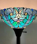 Kickin Vintage Tiffany Style Torchiere Floor Lamp With Stained Glass Shade featuring a multicolored Victorian round look.