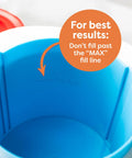 Inside view of Next Level Electric Shaved Ice And Snow Cone Maker showing blue container with MAX fill line indicator.