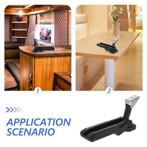 Rubber Draw Latch Black With Storage Rack For Cabinet Doors No Fuss Install Marine Window Catch in application on cabinet and table