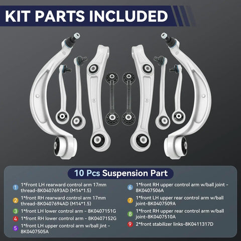 Front Lower Control Arm Suspension Kit For 2012 To 2016 A4 A5 Q5 S4 S5 RS5 Quattro Front Left And Right Lower Arm Assembly