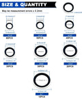 Size chart for 245 Pieces SAE Bonded Sealing Washers Set 7 Sizes NBR Rubber Gaskets Zinc Plated Steel Self Centered Crush Washers
