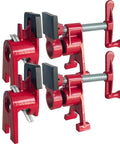 Two Pack Three Quarter Inch Pipe Clamps For Woodworking Heavy Duty Cast Iron Bar Clamps With H Shaped Feet viewed from side