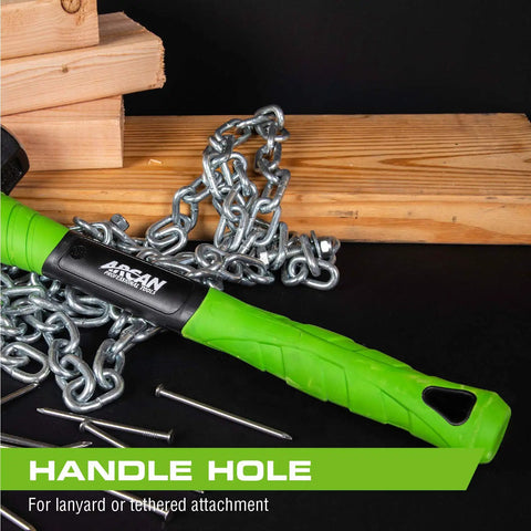 4 Lb Engineering Hammer With 16 Inch Fiberglass Handle Drop Forged Heads Non Slip Rubber Grip Bright Green For Visibility And Lanyard Hole For Tethered Use