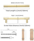 Diagram of 10 Pack 5 Inch Brushed Brass Knurled Cabinet Handles for Kitchen Cabinets with dimensions.