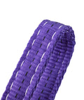 Close-up of purple polyester webbing strap from Beefy Heavy Duty Lifting Slings With Hooks 5 Ft 2 Pack Polyester Webbing Rigging Straps 4,409 Lb Capacity Purple For Engines Cranes Hoists And Other Heavy Lifts.