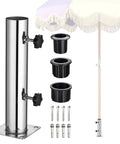 Sturdy Stainless Steel Patio Umbrella Stand With Dual Mounting Options For Deck Or Concrete Granite Surfaces Planters Or Tires