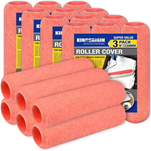 18 Pack 9 Inch Paint Roller Covers With 3 Eighth Inch Nap High Density Polyester Fibers for smooth and textured surfaces