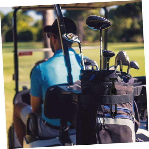 Golf cart with attached bag secured by Beefy Rubber Draw Latches 2 Pack For Tool Boxes And Coolers High Load Capacity T Handle Hasp