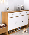 10 Pack Matte Black Cabinet Knobs And Solid Zinc Drawer Pulls For Kitchen Cabinets on modern wooden console table.