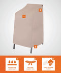 Weather-Resistant Patio Chair Cover For Stackable High-Back Bar Chairs, showcasing weatherproof beige material, high-back fit.
