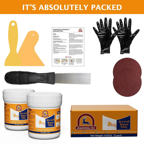 All Purpose Drywall Repair Kit 2 Pack With Scraper Spackle For Holes And Cracks Quick Dry Water Resistant Wall Patch For Plaster And Home Walls Safe Resin Formula No Harmful Ingredients Made For Easy No Mess Repairs