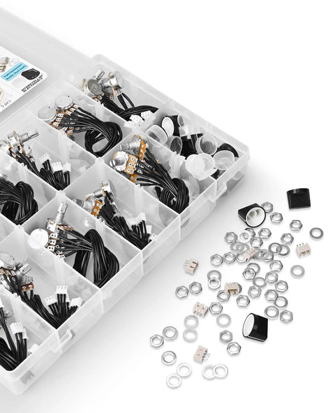 Potentiometer Assortment Pre Wired Potentiometers With Knobs Dust Seals And 3 Pin 0.1 Inch Connectors 48 Pieces Including B1K B5K Set