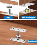 Concealed 360 Degree Pivot Door Hinge Set Built Tough In Stainless Steel, Heavy Duty Commercial Grade Door Hardware With Silent Rotation For Doors Up To 220 Lbs, Double Bearing System For Smooth Quiet Open And Close, exploded top and lower parts