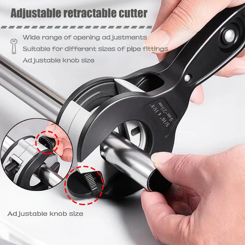 Black ratcheting tubing cutter for copper pipes, 5/16–1 1/8 in, compact 2-in-1 cutter with deburring tool