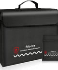 Fireproof Document And Money Bag Set For Home And Office With Lockable Zipper Waterproof Build 17x12x6 Inch Document Tote And 7x9 Inch Cash Pouch pictured