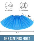 Disposable Shoe Covers For Indoors Pack Of 200 100 Pairs Non Slip Waterproof Durable CPE Material Recyclable One Size Fits Most Blue