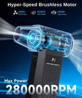 Rechargeable Electric Air Duster Blower for Keyboard, Camera, PC Vents, Car Interiors with 280000 RPM displayed in black