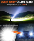 Person using Beast Mode Ultra Bright LED Flashlight 100000 Lumens Rechargeable 50W Beam alongside car lights at night